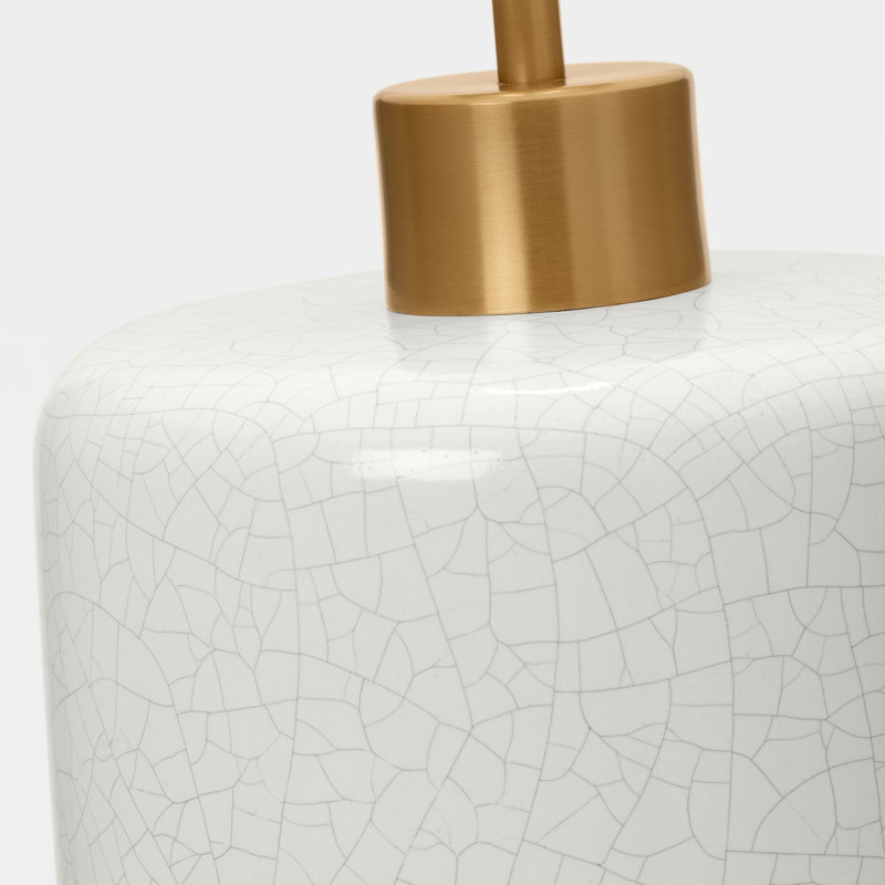 Shanghai LED Table Lamp, White Crackle