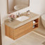 Armoire de salle de bain moderne 48 po avec tiroirs, meuble-lavabo mural en pierre, armoire en bois massif multi-couches, dosseret assorti-69461226-69461227