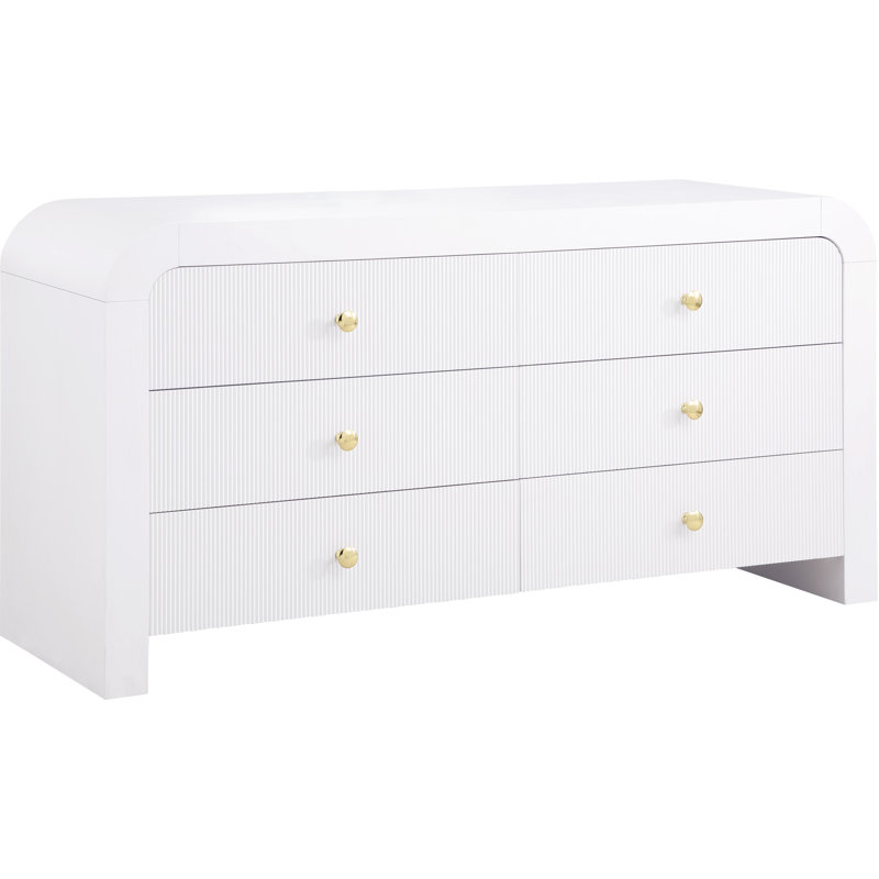 Alessondra 6 Drawer Fluted 62" W Dresser, White