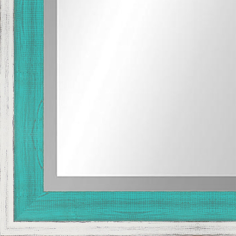 Bois naturel, 20,5 po x 20,5 po, Blanc / bleu sarcelle