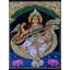 Déesse Saraswati assise sur un cygne, peinture de Tanjore | Couleur traditionnelle avec or 24 carats | Structure en bois de teck