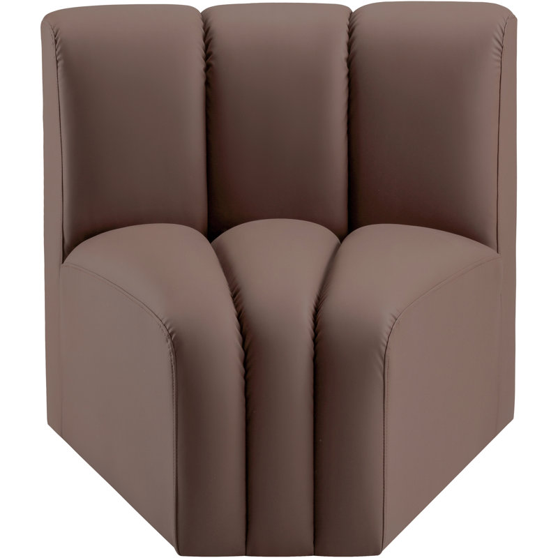 Chaise d'appoint en cuir Hollimon Vegan, Cuir brun végétalien
