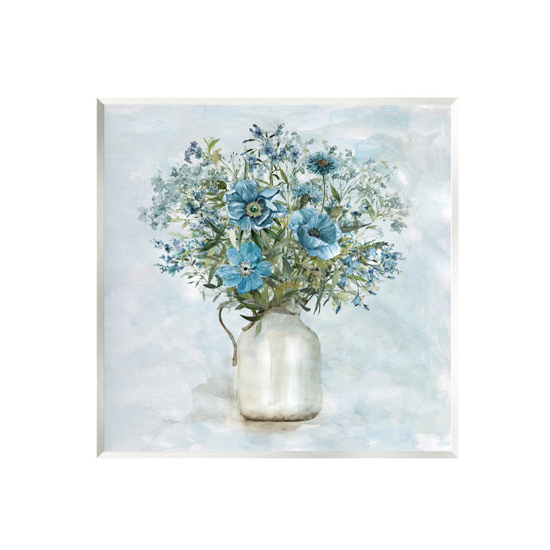 Mixed Geranium Bouquet Milk Pitcher Painting on MDF Wood