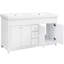 Meuble-lavabo 60 po avec lavabo double en résine, 3 tiroirs et 4 portes (2 avec tablettes à double couche), pieds en bois massif, fermeture en douceur