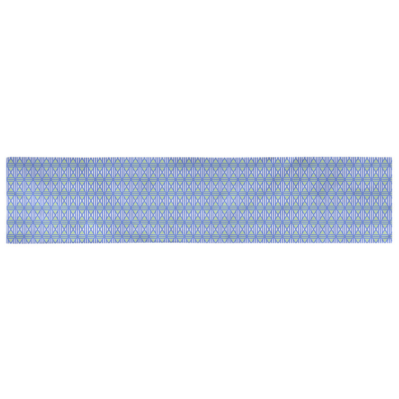 Chemin de table losanges doublés Avicia, 73,5 po x 17,5 po, Vert / Bleu, Coton