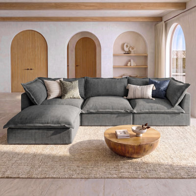 Hamburg L-shaped Modular Upholstered Sectional Sofa Gray 