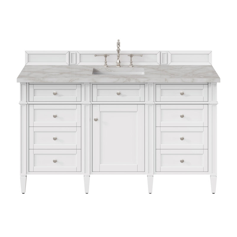 Brittany 60'' W Single Vanity, Bright White, Victorian Silver