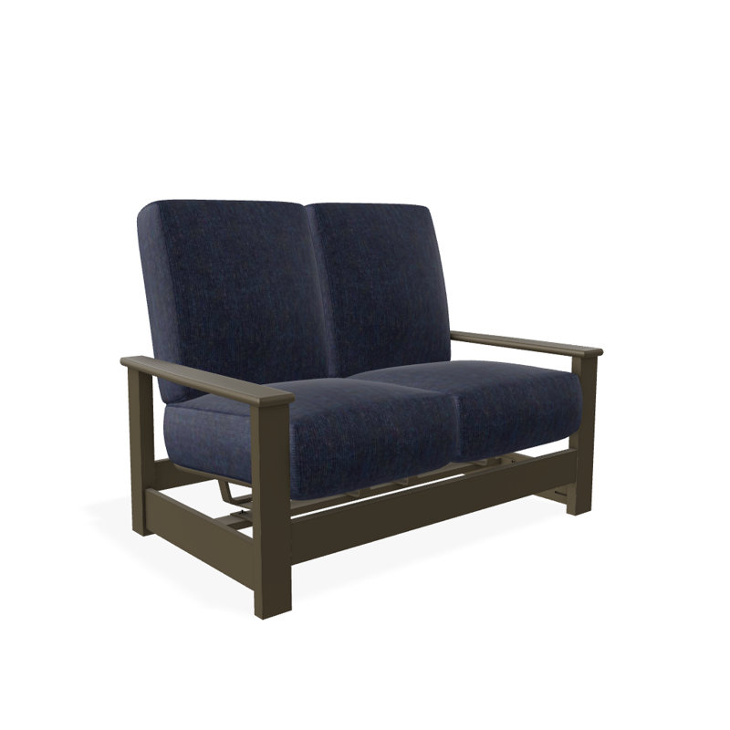 Causeuse profond avec coussins Leeward, Spectre indigo Sunbrella®, Bois de plage