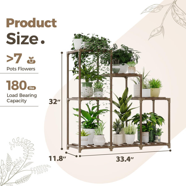 Ophelia & Co. Plant Stand Indoor Wood Plant Shelf Outdoor Tiered Plant ...
