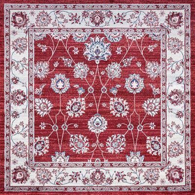 Fenske Modern Persian Vintage Moroccan Traditional Red/Ivory Rug