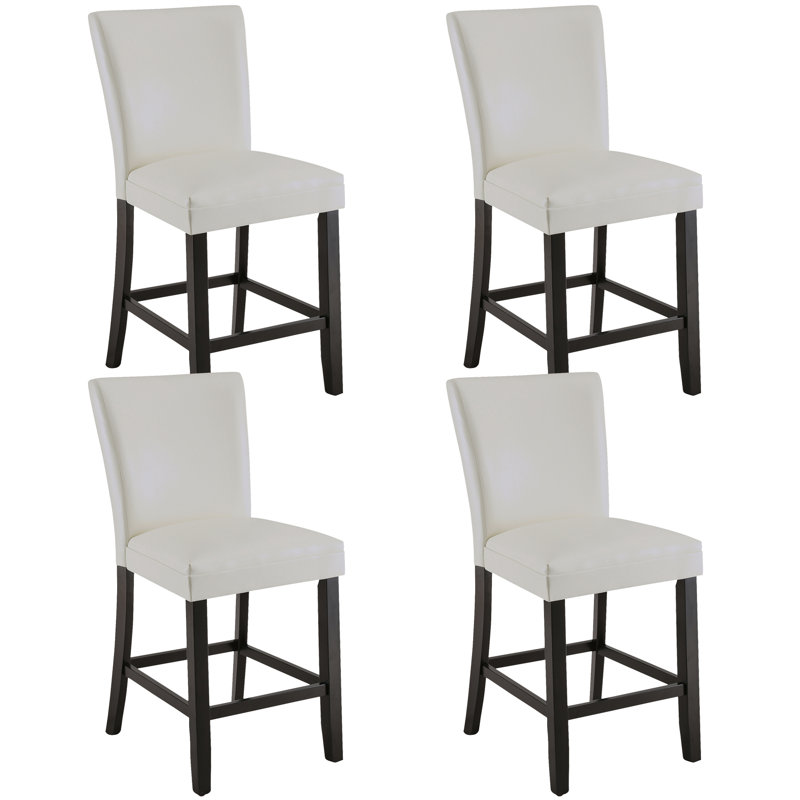 Ebian Upholstered Counter Stool with Solid Wood Frame, White