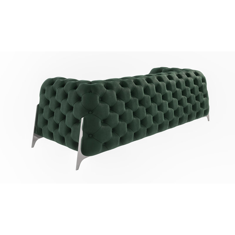 Juneri 3 Seater Velvet Sofa, Bottle Green