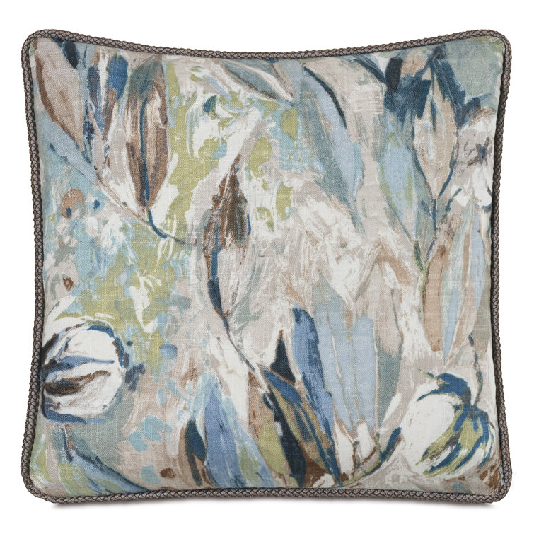 Embroidered Linen Reversible Throw Pillow