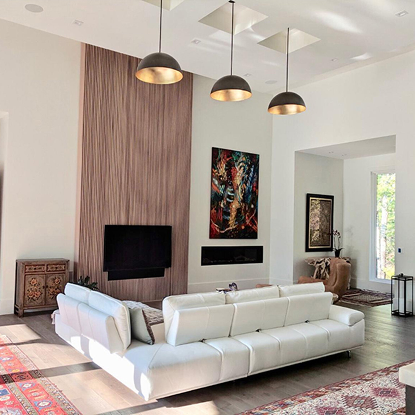 Yolo Single Light Metal Dimmable LED Pendant, Gold, 12.125" H x 23.63" W x 23.63" D