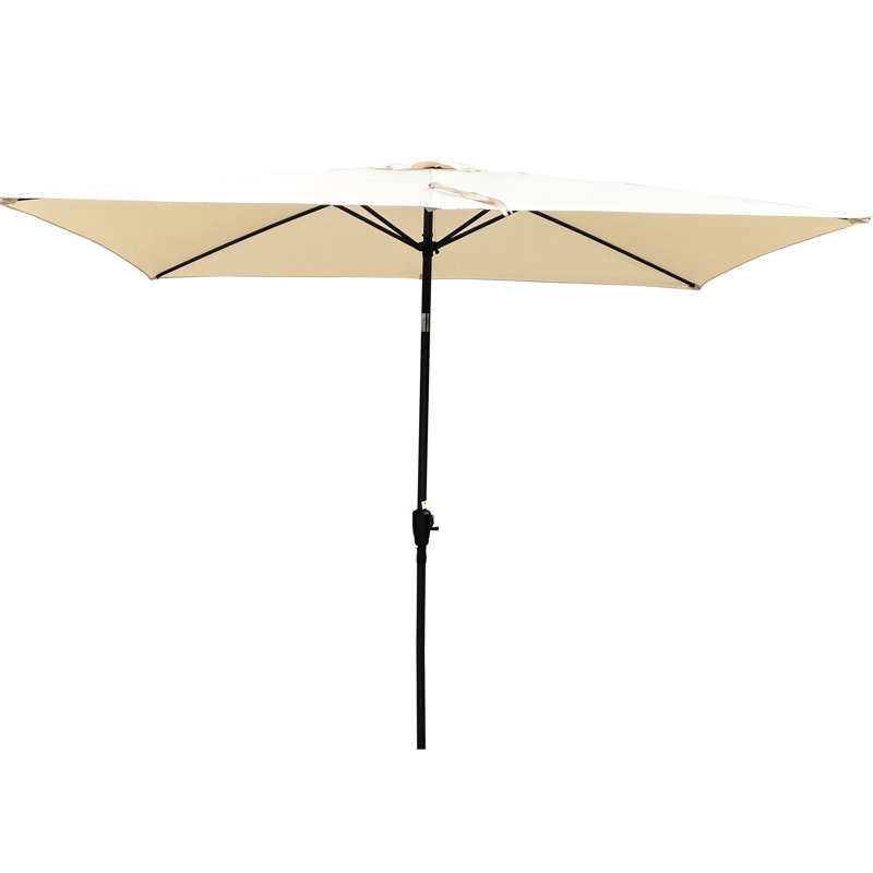 Parasol d'extérieur brun clair 9 pi x 6 pi - Acier rouille, dessus ventilé, eau de patio inclinable 45 degrés 9 pi, construction, fonctionnalité