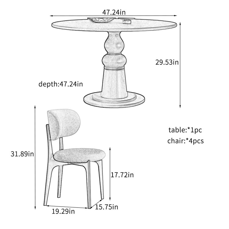Ensemble de table de salle à manger vintage rétro noir., 5