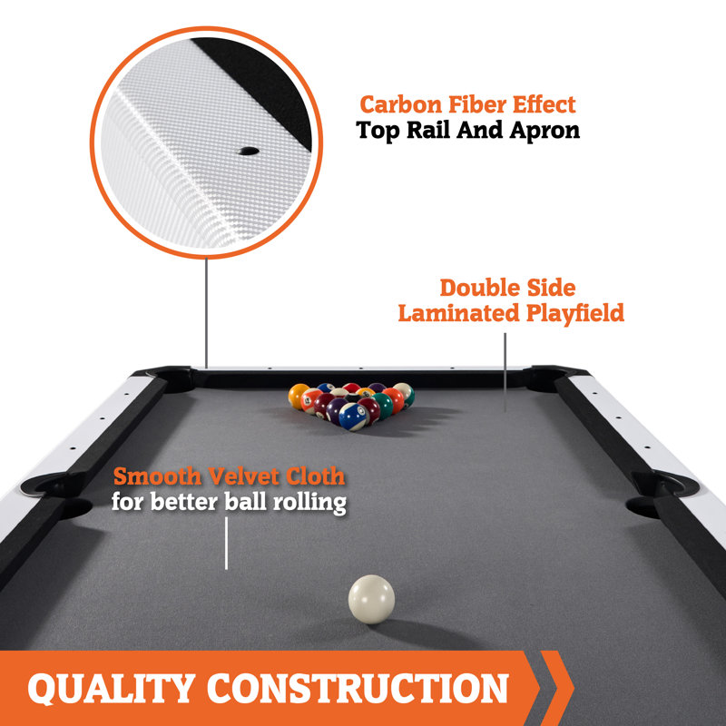 6ft Black and White Carbon Fiber Billiard Table with Accessories