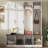 Farmhouse Hall Tree with Hidden Hanging Hooks, Versatile Seating Bench and Shoe Cabinet-92376274