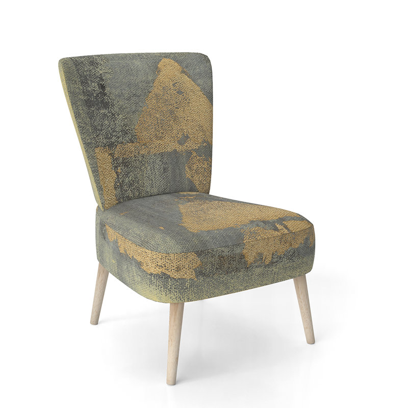 Upholstered Floral Side Chair - Modern floral Accent Chair, Geometric Gold Polyester Blend 5