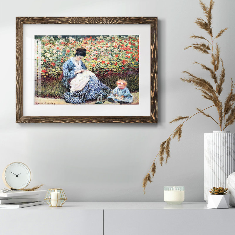 Madame Monet et son enfant par Monet, H 26 po x l 38 po x P 1,5 po, Noyer