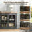 97"W Farmhouse TV Stand with 3-Sided Electric Fireplace For Over 100" Tvs, Large Storage Space & Glass Doors Media Console-2055882500