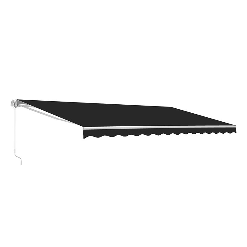 Retractable Patio Awning - White Frame, Black Onyx, 10' W x 8' D 
