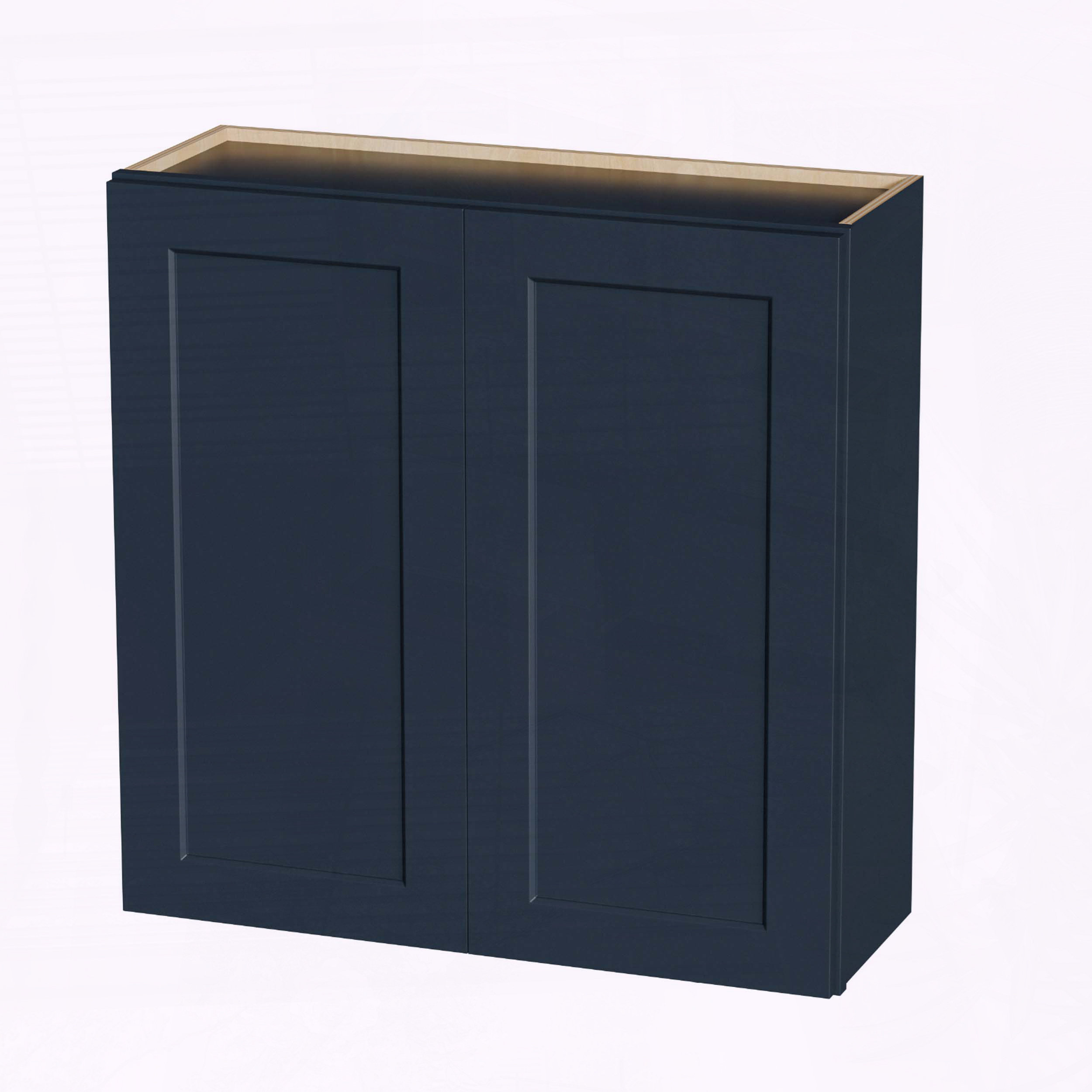 Latitude Run® Navy Blue Shaker Solid Wood Wall Cabinet – 36" W x 12" D ...