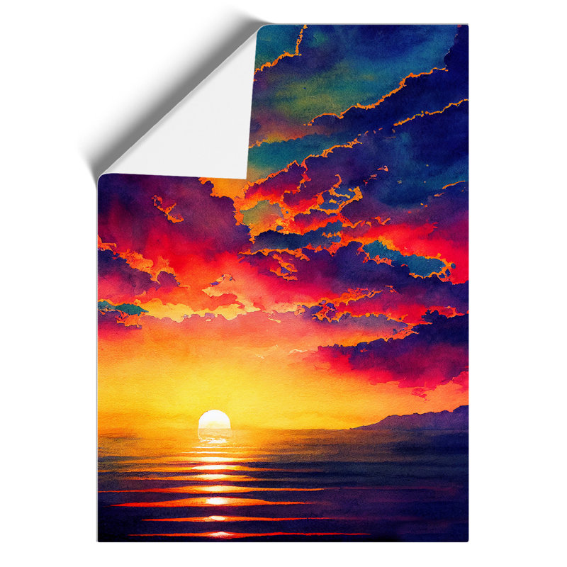 Vivacious Ocean Sunset - Wall Art, 29.7cm H x 21cm W, Paper, No Matte
