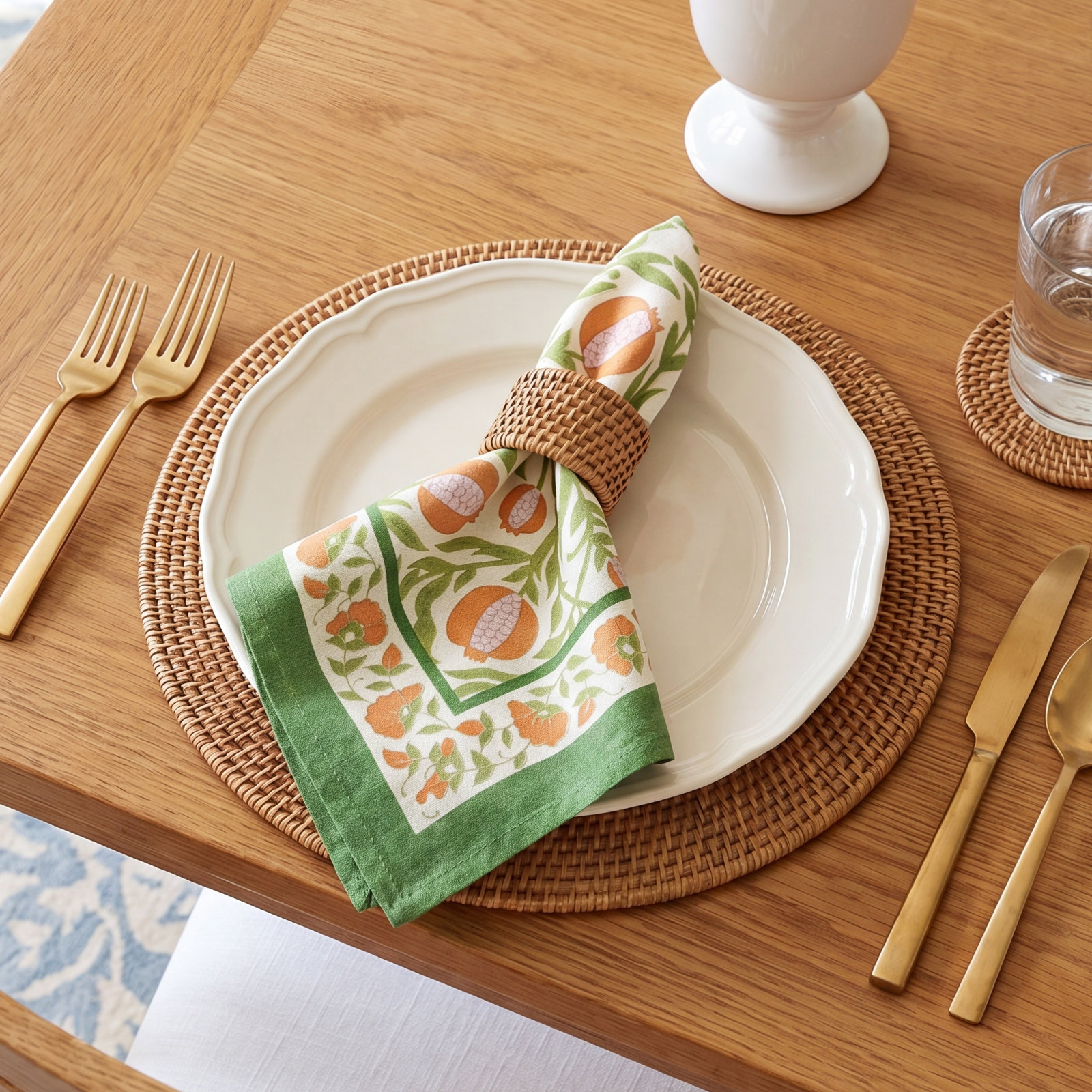 Williston Cotton Napkin, Orange/Green