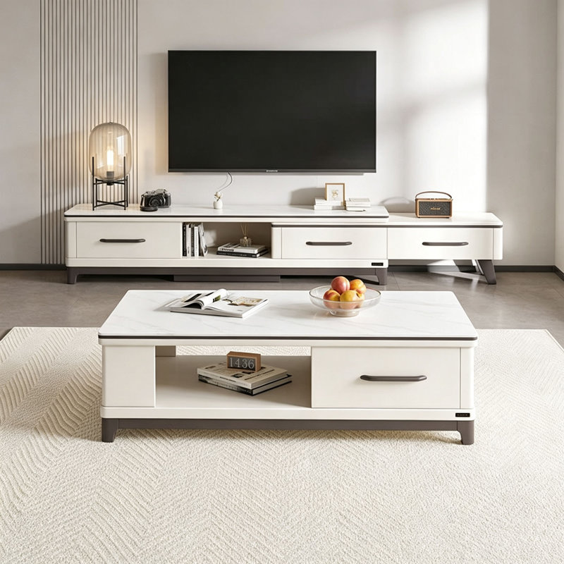 Nordic-style TV cabinet coffee table set