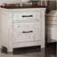 Plank Design Transitional style Distressed White 1pc Nightstand Brass Arch Pull 2-Drawers Bedside Table Solid wood Bedroom