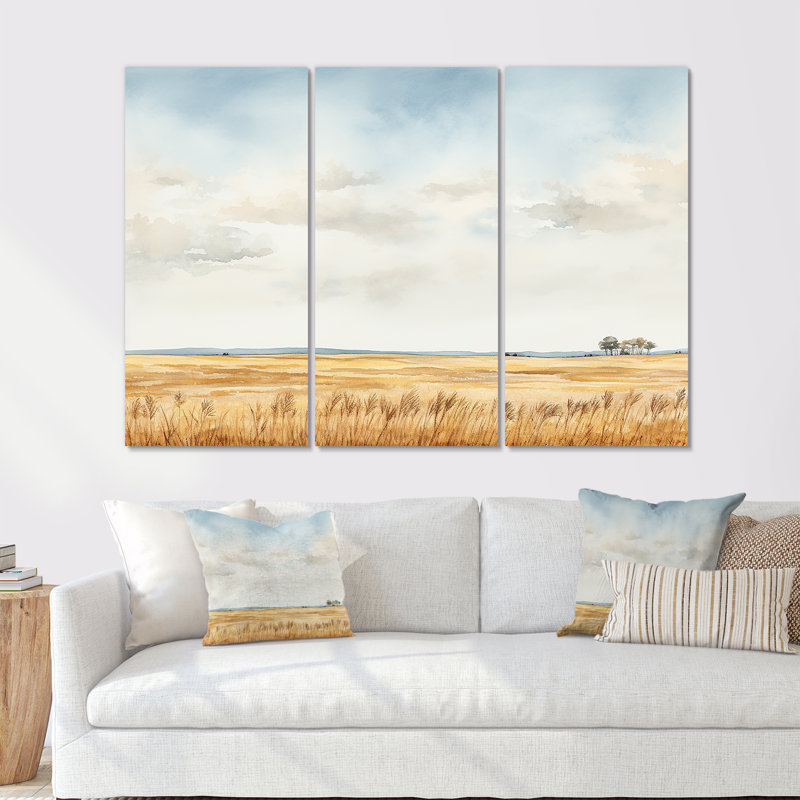 Prayies Endless Meadows Scenery Minimalisme III - ensemble d'art sur toile prairies, Toile tendue, H 28 po x l 36 po x P 1 po