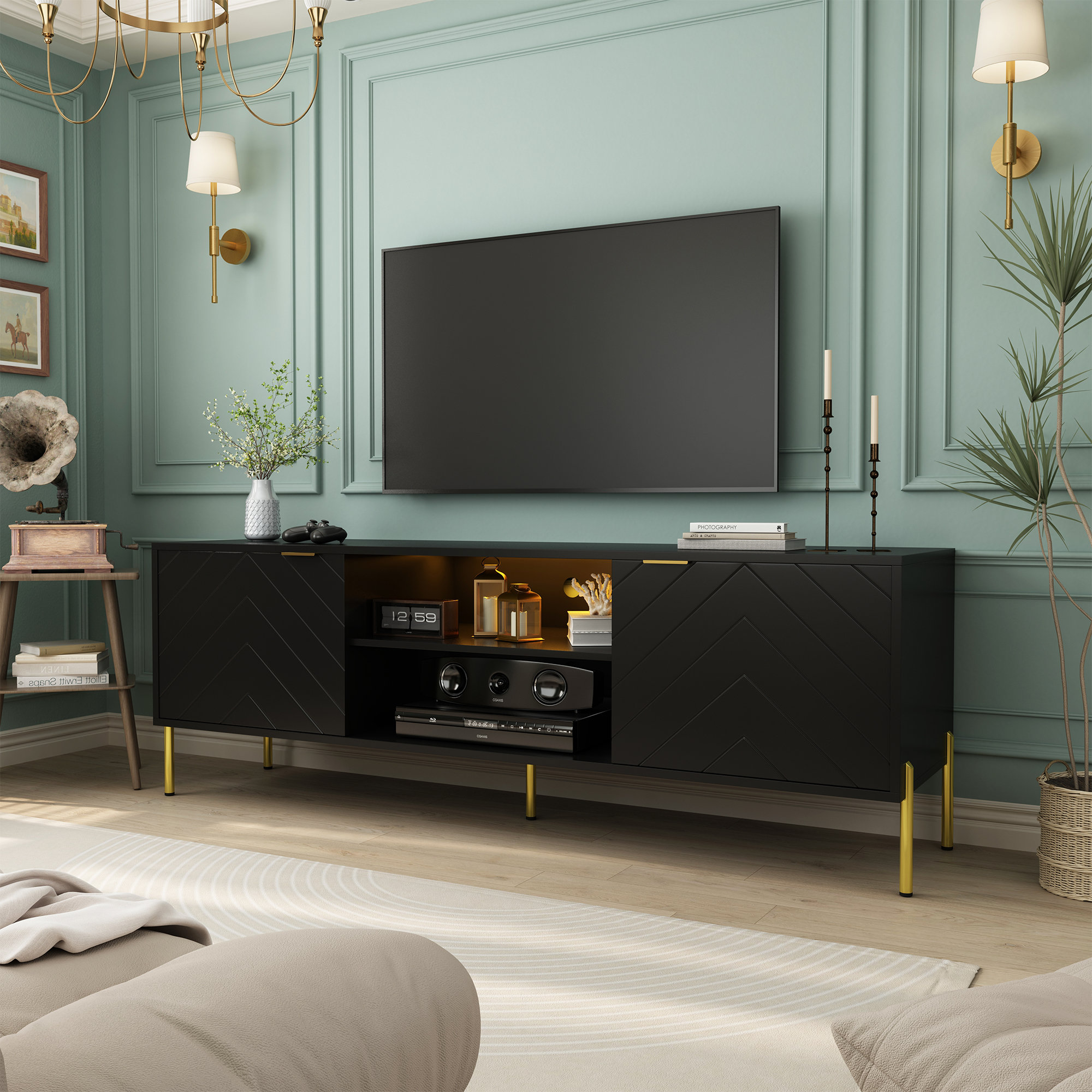 Mercer41 Meuble télé multifonctionnel unique avec lumière DEL et ...