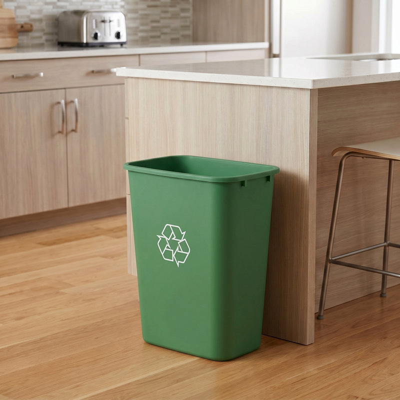 Plastic Commercial Trash Can, Green