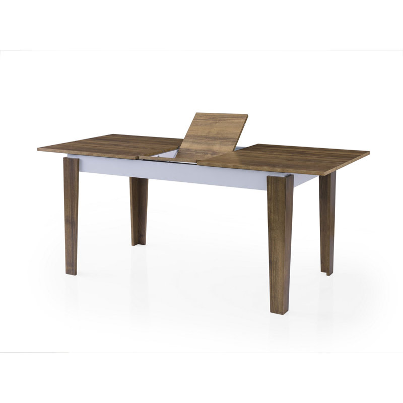 Modern Extendable Dining Table, Walnut & White Finish, 55.1 x 29.5 x 31.5 inches (Extends to 68.9 in) | 100% Melamine Coated Particle Board, Durable Particle Board Legs | Stylish & Functional for Dining Rooms