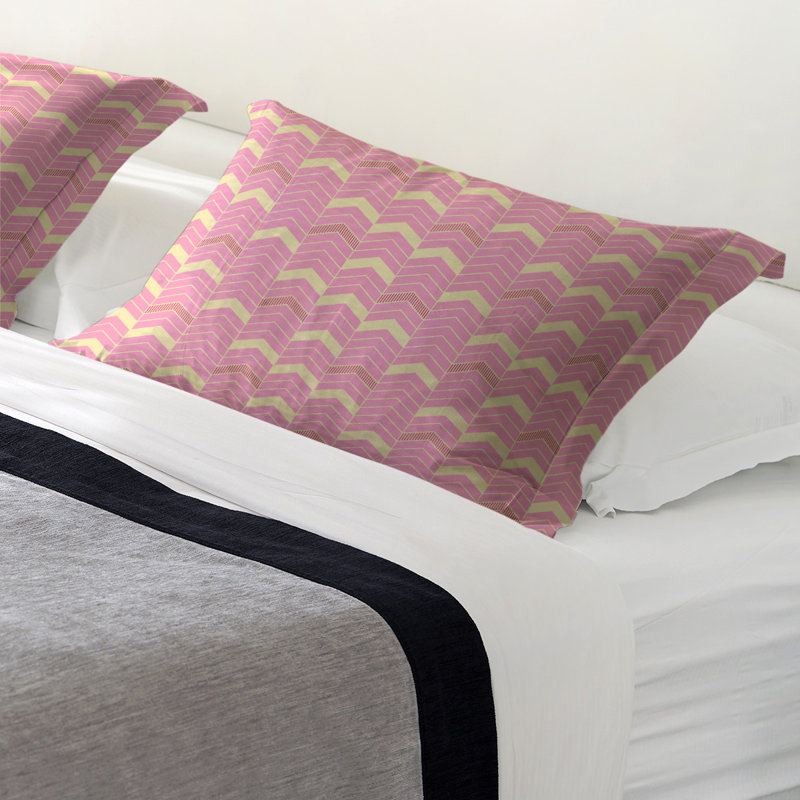 Taie décorative Rhonda, Très grand, Polyester, Jaune-rouge / rose