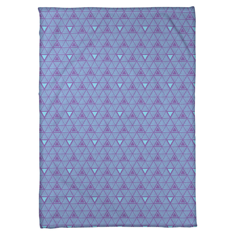 Couverture polairee triangles à la main, l 60 po x L 80 po, Mauve / bleu sarcelle