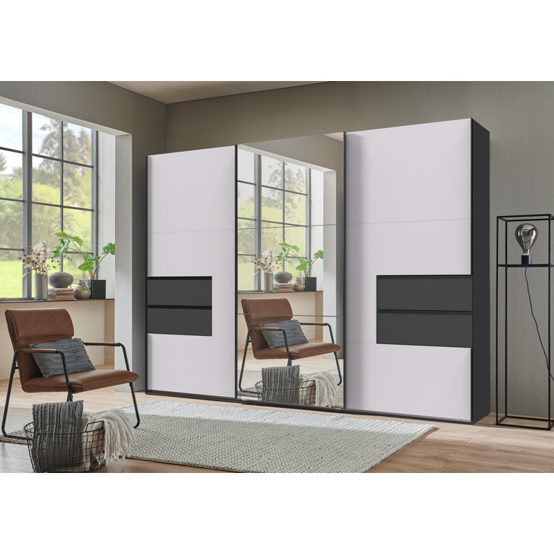 Lydale 3 Door Manufactured Wood Wardrobe, Graphite/ABS white