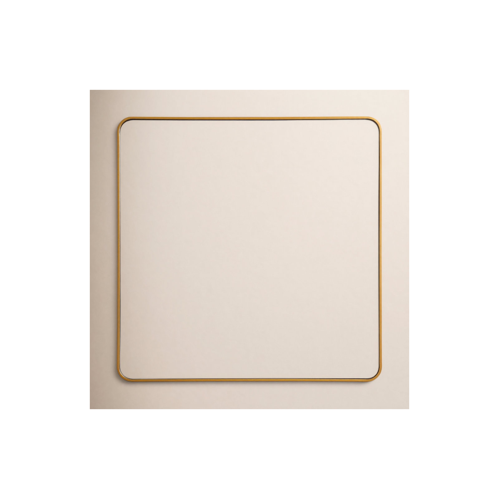 Metal Square Wall Mirror, 48"  x 48" , Brass