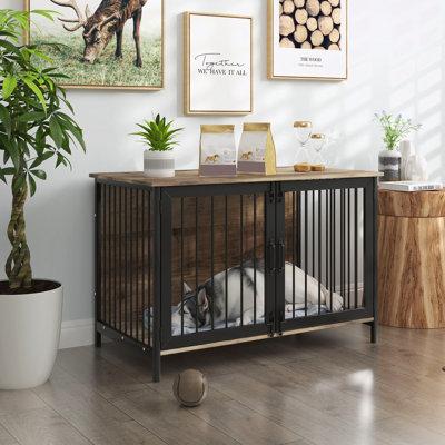 Cage pour chien avec 2 portes et pieds en métal