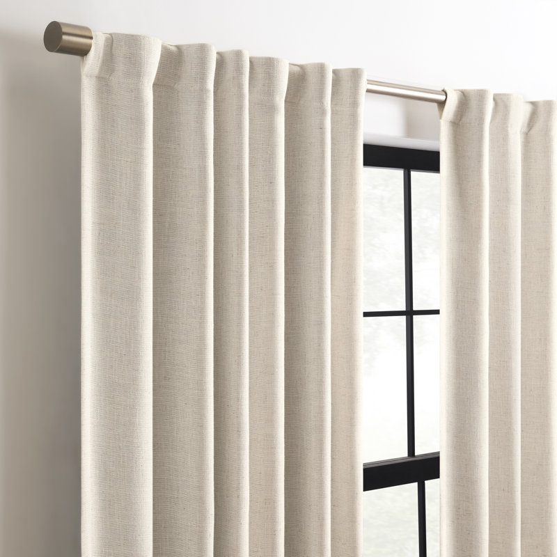 Eclipse Duke Linen Curtain Absolute Zero Blackout Curtain, 50 Inch x 84 Inch, Thermal Curtain, Insulated, Blackout Curtain for Bedroom or Living Room Curtain, 1 Panel, Natural
