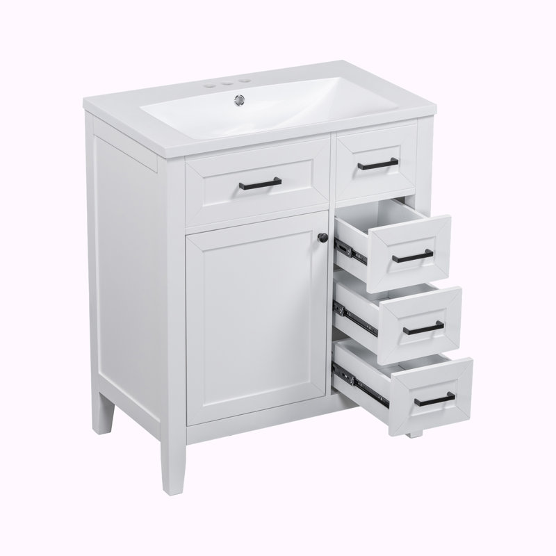 Meuble-lavabo simple avec plateau 30 po Sollie, Blanc