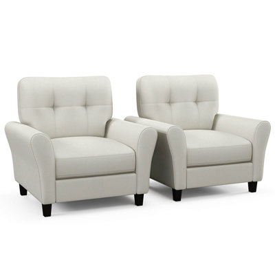  Fauteuil d'appoint de style Mid-Century rembourré 2 pièces avec pieds en bois d'hévéa 2 pièces