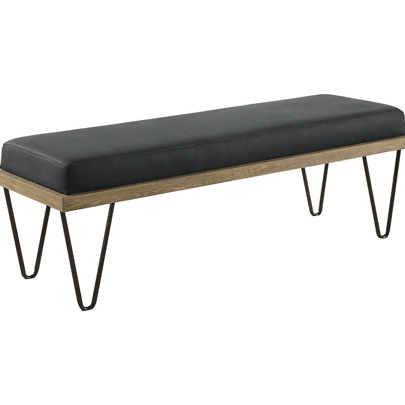 Banc rembourré bleu foncé Mid-Century