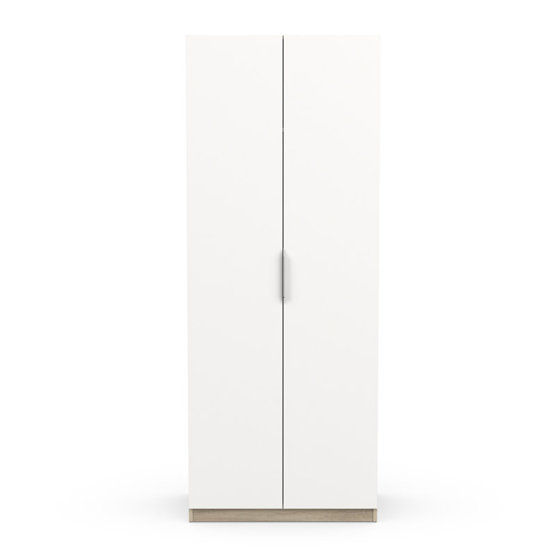 Novaly 2 Door Manufactured Wood Wardrobe, Brown/White, 203cm H x 79.4cm W x 51.1cm D