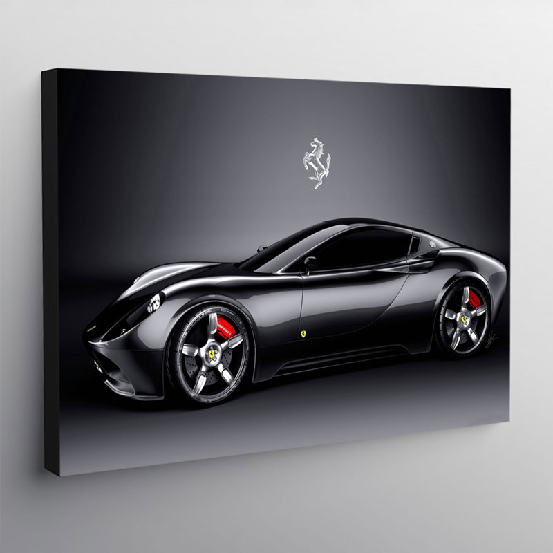Ferrari Ferrari Car Black - Wrapped Canvas Print, 84cm H x 120cm W x 4cm D