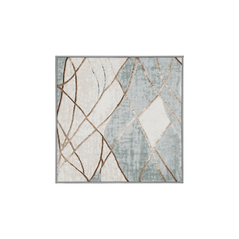 Machine Washable Gray Area Rug, Square 5'