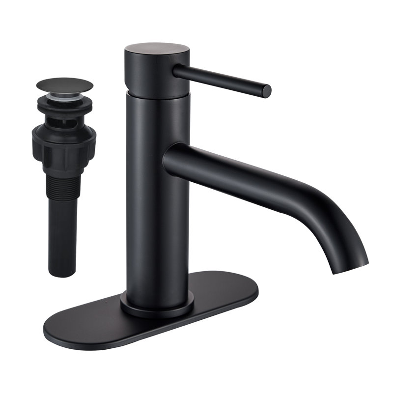 Robinet de salle de bain à une poignée, évier de salle de bain monotrou de luxe avec ensemble de drain de lavabo escamotable et lignes d'alimentation en robinet d'eau