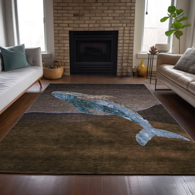 Machine Washable Indoor/Outdoor Xhevrie Brown Rug