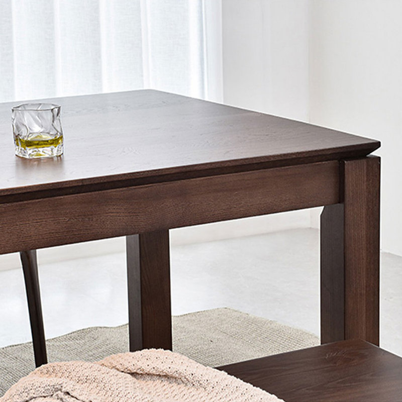 Modern Nut-Brown Rectangular Solid Wood Dining Table, 29.53"H x 82.68"L x 35.43"W